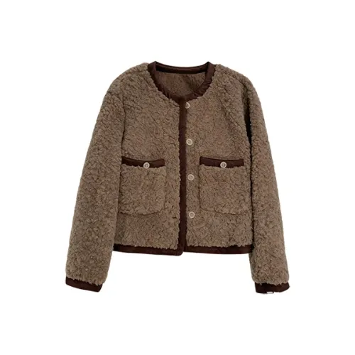 Aghr Кофе Женские Бархатные Куртки