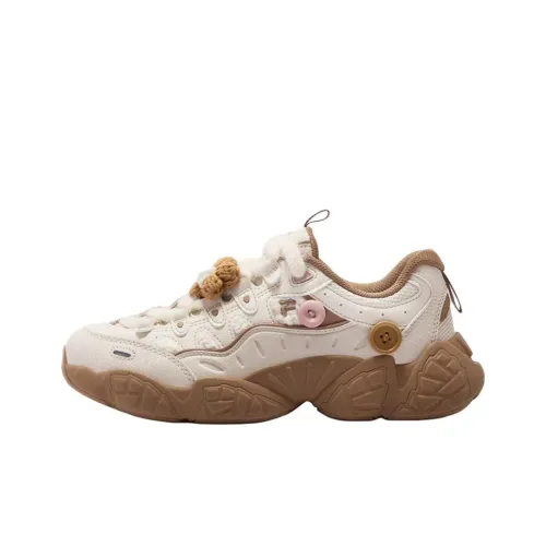 FILA FUSION Сосновая шишка Обувь Низкий Топ Толстая подошва Кроссовки Женские Бежевые