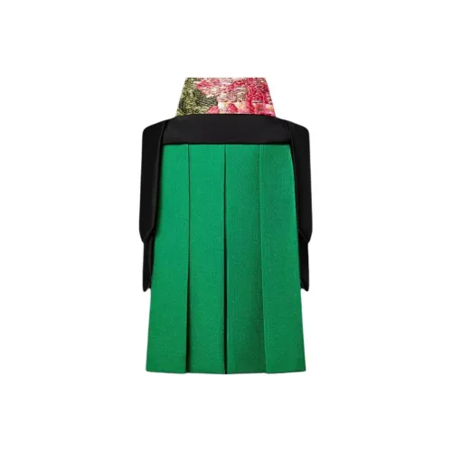 LOUIS VUITTON Macro Твид TRAPEZE Платье с складками Длинное платье с длинными рукавами Женское Fennel Зеленый