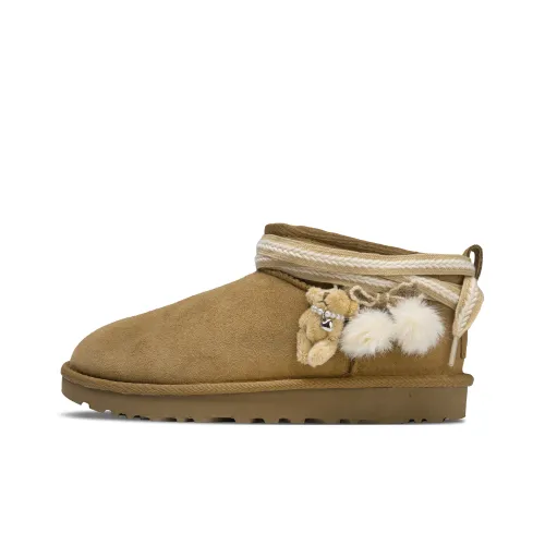 UGG CLASSIC ULTRA MINI Плюшевый Медведь Термический Ботинки до щиколотки (Размер Длина) Снежные Ботинки Женские Каштаново-коричневый