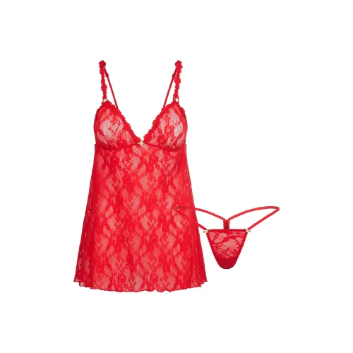 SKIMS Праздничный комплект Fw25 эластичный кружевной трусики и стринг юбка женский