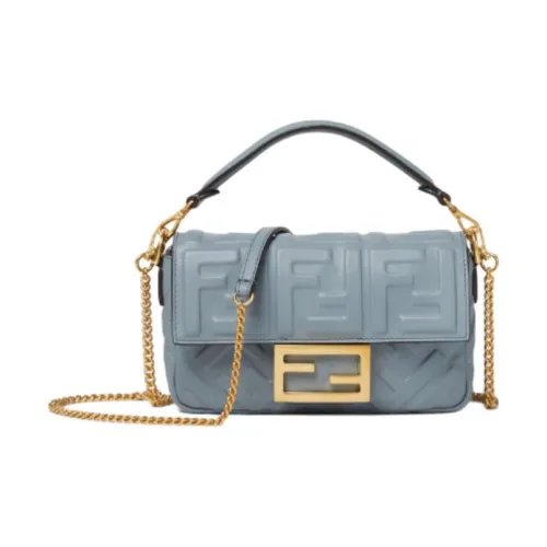 FENDI Baguette Телячья кожа Сумка Мини Женская Светло-синяя