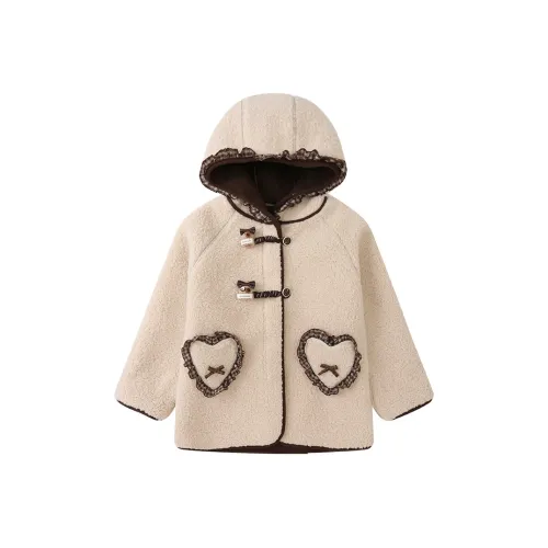 SHIBU Cute Артикул KM617 Бежевый Замша Композитный Шерпа Пальто Бежевый Предшкольные Куртки