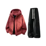 Бордовый топ + черные штаны с флисовой подкладкой