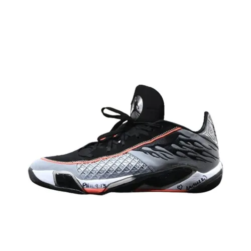 Jordan Air Джордан 38 Low PE Устойчивый к истиранию Низкий Топ Баскетбольные кроссовки Мужской Серебристый Черный Оранжевый