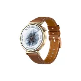 Коричневый - кожа, кнопка, быстросъемный ремешок