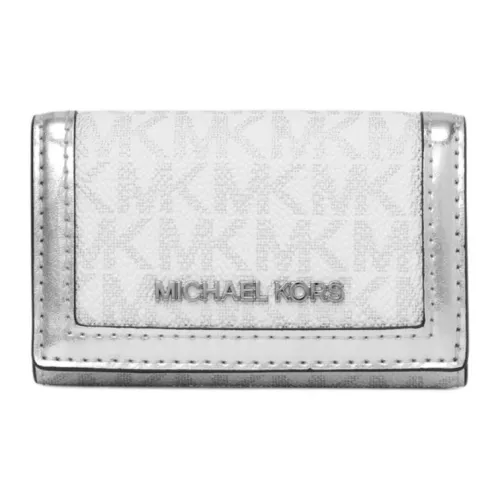 MICHAEL KORS Jet Set Travel Покрытый холст Key Pouch Маленький Женский Оптический белый и Серебряный