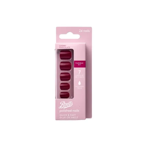 Ботинки Deep And Sweet False Nail Square And Round Cherry Chocolate Solid Color 24 Pack