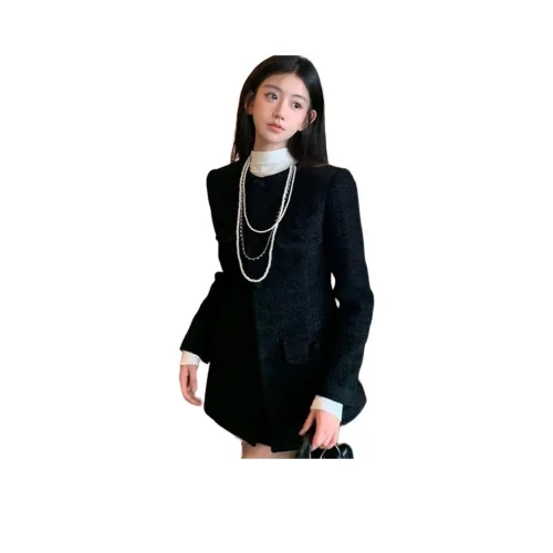 OURUOKE Черное Женское Короткое Пальто