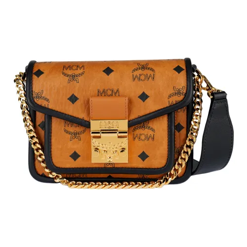 MCM Patricia Холст Курьерская Сумка Сумка через плечо Мини Женская Коньячный Коричневый
