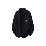 [Флисовая подкладка, вельвет, рубашка] Черный (Логотип на груди "Рассвет гор")