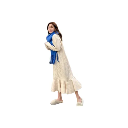 OURUOKE Длинное платье с длинными рукавами женское