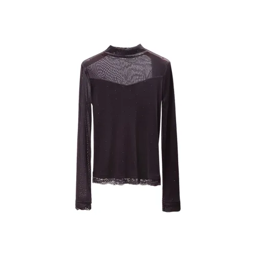 SIBAISHE Темно-красный фиолетовый женский T-рубашка