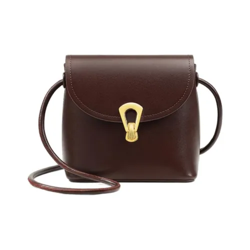 Younger Song Коровья кожа Сумка через плечо Стандартная Женская Винный Кофейный