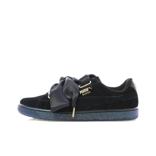 PUMA Suede Heart Satin Black Lightweight Low Top Скейтборд Кроссовки Unisex Black