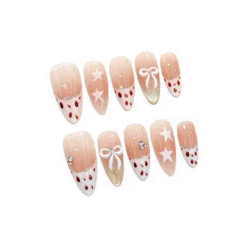 XIAMEIYU Розовый кварц Звезда Леопардовый принт Французский Кошачий глаз Бант False Nail Миндаль Прохладный Розовый Смудж Кокетка 23мм