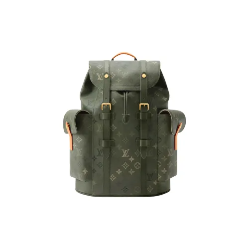 LOUIS VUITTON CHRISTOPHER Монограмма Surplus Покрытый холст Рюкзак Средний Мужской Хаки зеленый