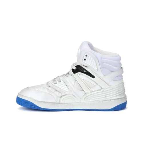 GUCCI Basket High Топ Винтажные баскетбольные кроссовки Женские Белые Синие Потертый