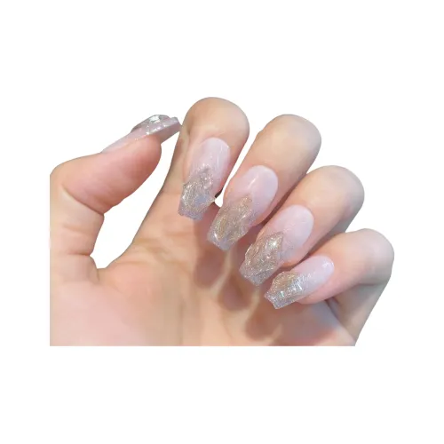 LEMONAIL Искрящийся Ручной Работы False Nail Средний LADDER Нежно-розовый Smudge S M L XL