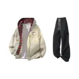 Светлый абрикос + черные штаны