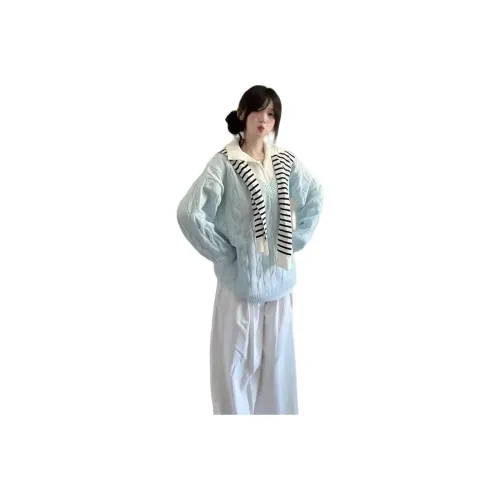 OURUOKE Синий Mock Двухкомпонентный Женский Трикотаж