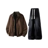 Коричневый топ + черные штаны