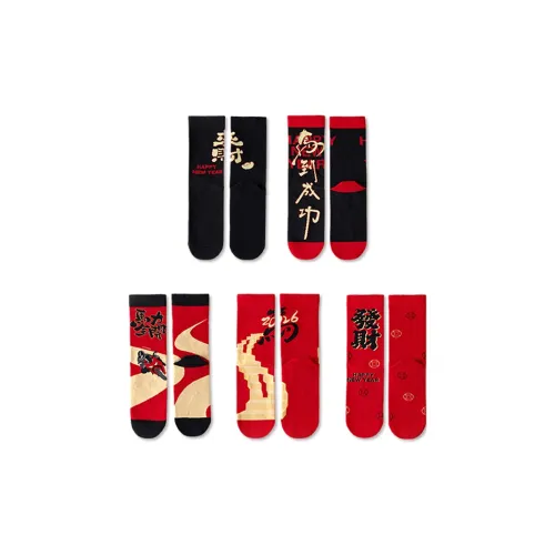 POLIXIAOJIE Зодиакальный год Лошадь Год Носки 5 пар Женские MID Носки до икры