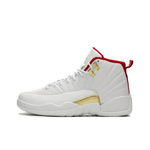 Jordan Air Jordan 12 Fiba High Top Винтажные баскетбольные кроссовки Мужские Белый Золото Выпуск 2019