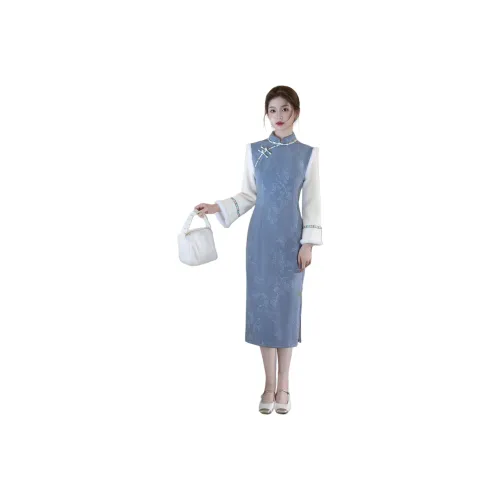 GOSO Длинное платье с длинными рукавами женское