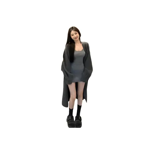 OURUOKE Длинное платье с длинными рукавами женское