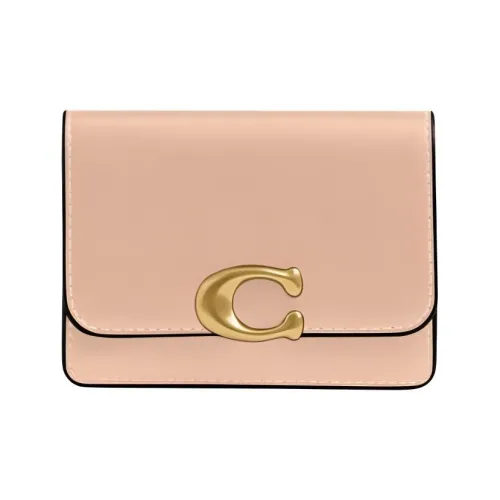 COACH Bandit Телячья кожа Держатель для карт Мини Женский Телесный Розовый