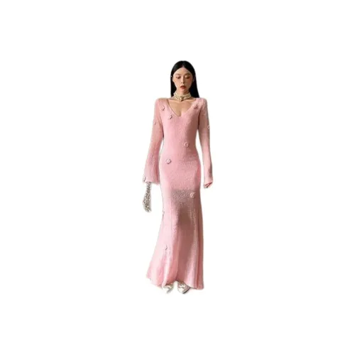 OURUOKE Длинное платье с длинными рукавами женское