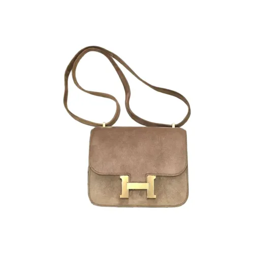 HERMES Constance Замша Сумка через плечо Мини Женская 3G Alezan Каштановый