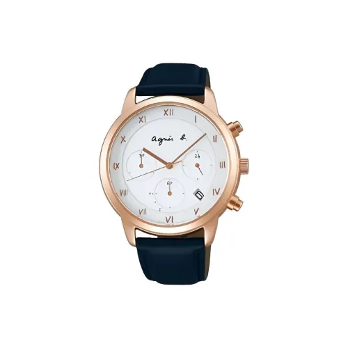 Agnes B. Collaboration Мужские часы Солнечный кварцевый механизм ремешок из коровьей кожи 47,2*41,5 мм белый циферблат
