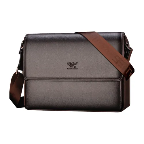 SEPTWOLVES Сумка через плечо из коровьей кожи Мужская Кофейного цвета