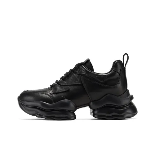 GG CC визуально увеличивает рост Низкий Топ Платформа Массивные Кроссовки Женские Черные