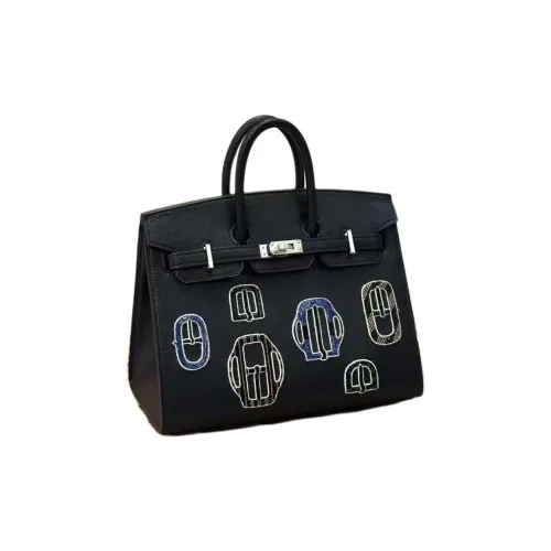 HERMES Birkin Овечья кожа Сумка Женская Черная