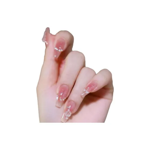 OUYUJI Ручная работа Искусственные Ногти Декоративные Ленты Средний Размер Квадрат Абрикос Смоки Стразы Украшенный