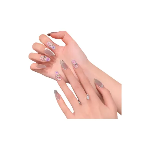 XNTX Handcrafted False Nail Овал Фиолетовые оттенки Телесный Стиль Instagram