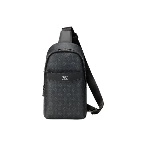 SEPTWOLVES Искусственная кожа Одно плечо Сумка через плечо Сумка-слинг Мужская Черная