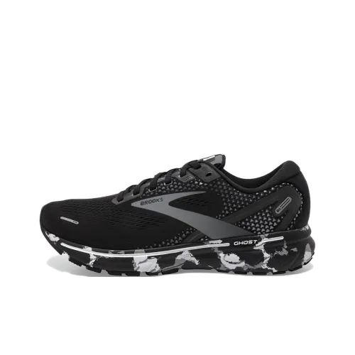 Brooks Ghost 14 Дышащие Низкие Кроссовки для Бега Мужские Черные Белые