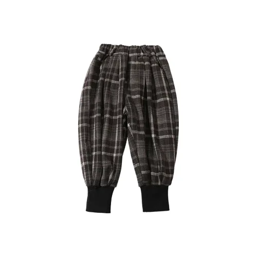 SHIBU Hanzi Одежда и Ткань окрашенная в пряжу клетчатый с флисовой подкладкой штаны кофе дошкольные тренировочные штаны