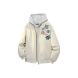 Куртка цвета экрю (в комплекте с высококачественным тяжелым бело-серым свитшотом с фотанией)