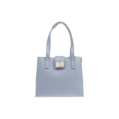 Furla 1927 Collection Кожа Тоут Сумка Сумка для покупок Сумка на плечо Сумка среднего размера Женская Небесно-голубая