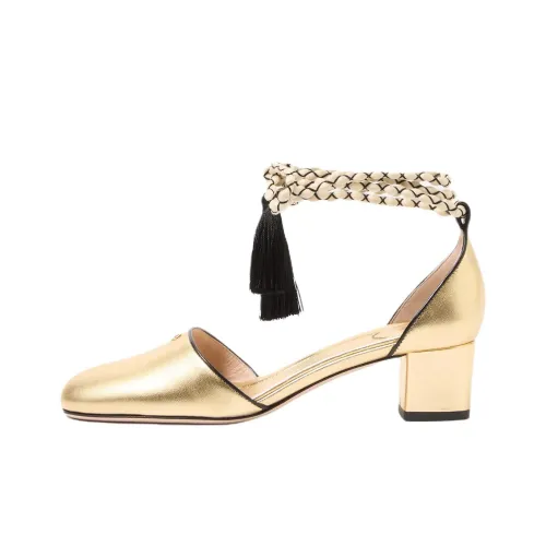 Valentino D'Orsay Bondie Квадратный каблук Высокие каблуки 4,5 см Женские Золотой