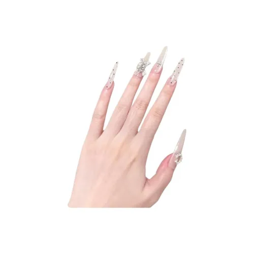 T Z Водяной RADIANCE с Нежным Принцесса Элегантность False Nail Заостренный Миндаль Телесный Градиентный Гороховый узор