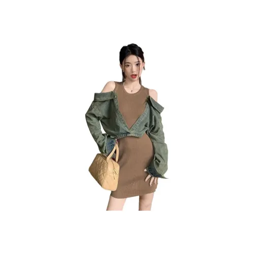 OURUOKE Длинное платье с длинными рукавами женское