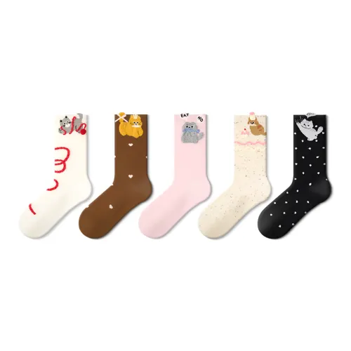 JKN [Soft and Fluffy Australian Хлопок] Котенок Приключение Команда ★ Включает Креативный Коробка Женские MID Носки до икры