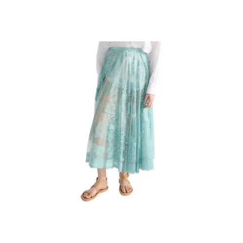 DIOR Повседневный Длинный Юбка Женские Зеленый