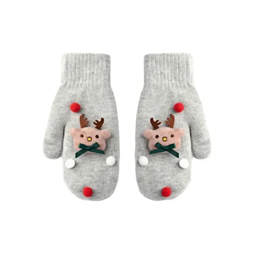 Пряжа Вязаные Перчатки Женские Светло-Серый Красный